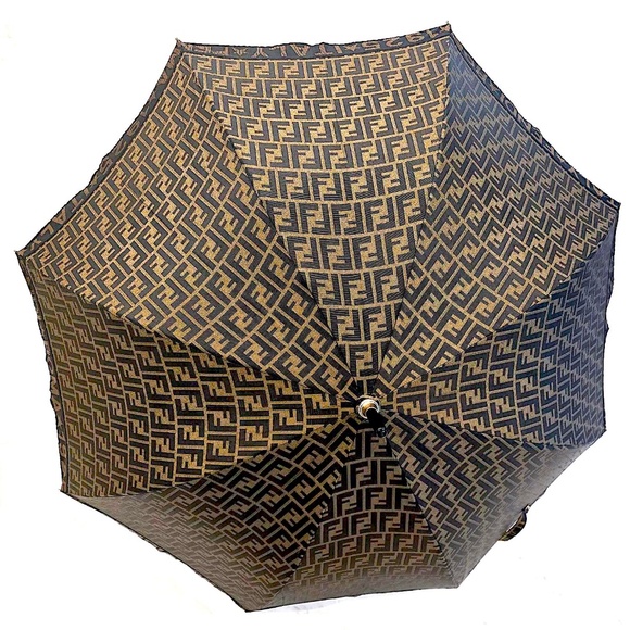 Rare FENDI Zucca Umbrella Special Edition W/Exclusive Roma 1925 Webbing Monogram - Picture 1 of 16